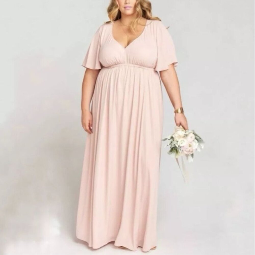 Show Me Your Mumu Emily Empire Maxi Dress Flowy Wedding Bridal Pink Plus 1X NWT
